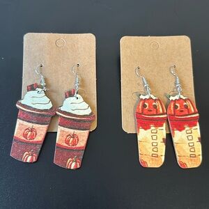 Fall Pumpkin Spice Coffee Earrings - 2 Pair